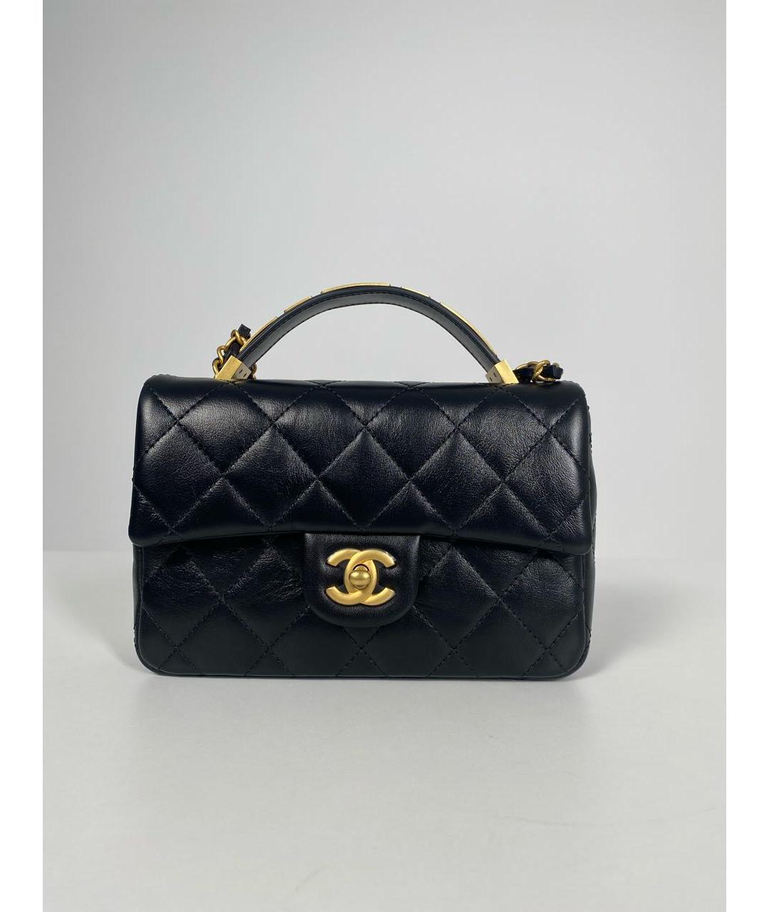CHANEL Черная кожаная сумка с короткими ручками, фото 9