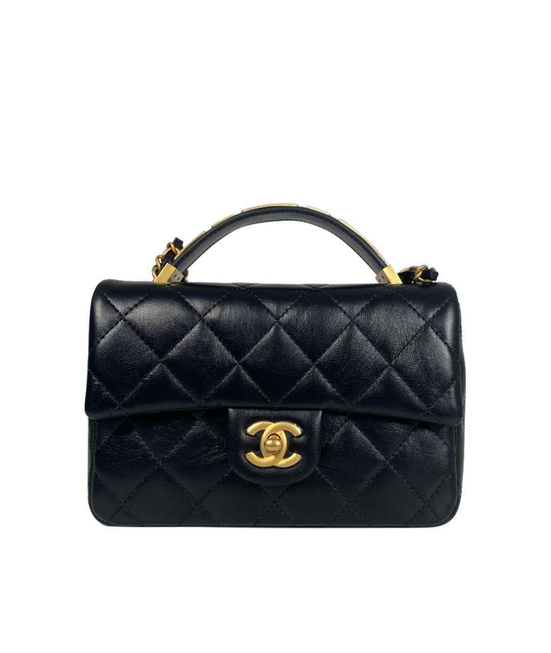 CHANEL Черная кожаная сумка с короткими ручками, фото 1