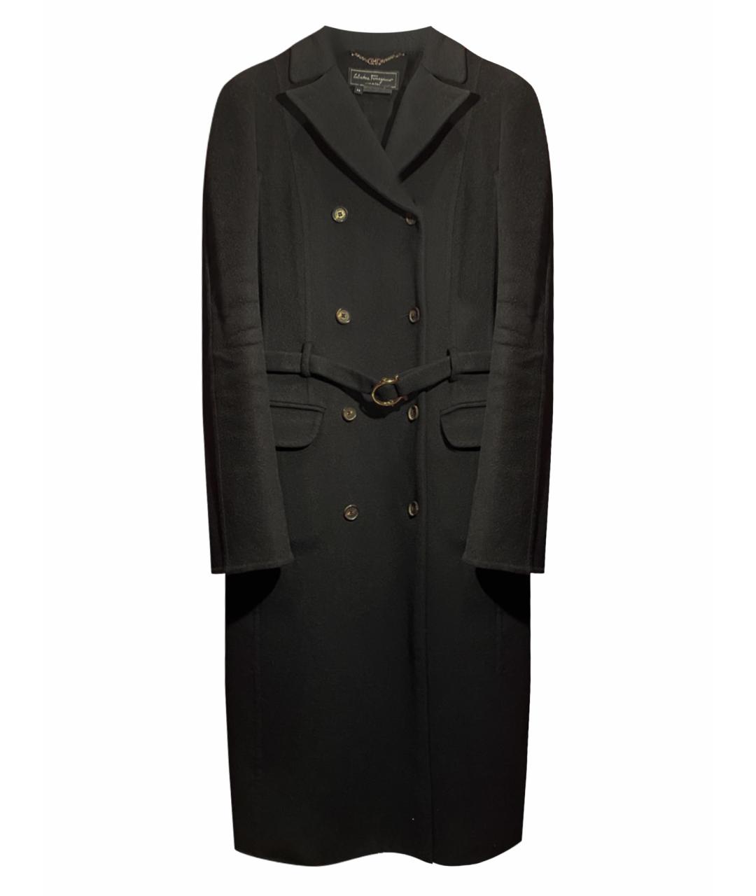 SALVATORE FERRAGAMO Черное шерстяное пальто, фото 1