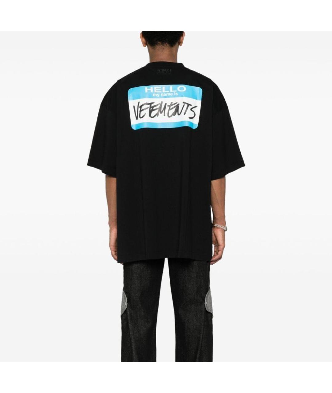 VETEMENTS Черная хлопковая футболка, фото 2
