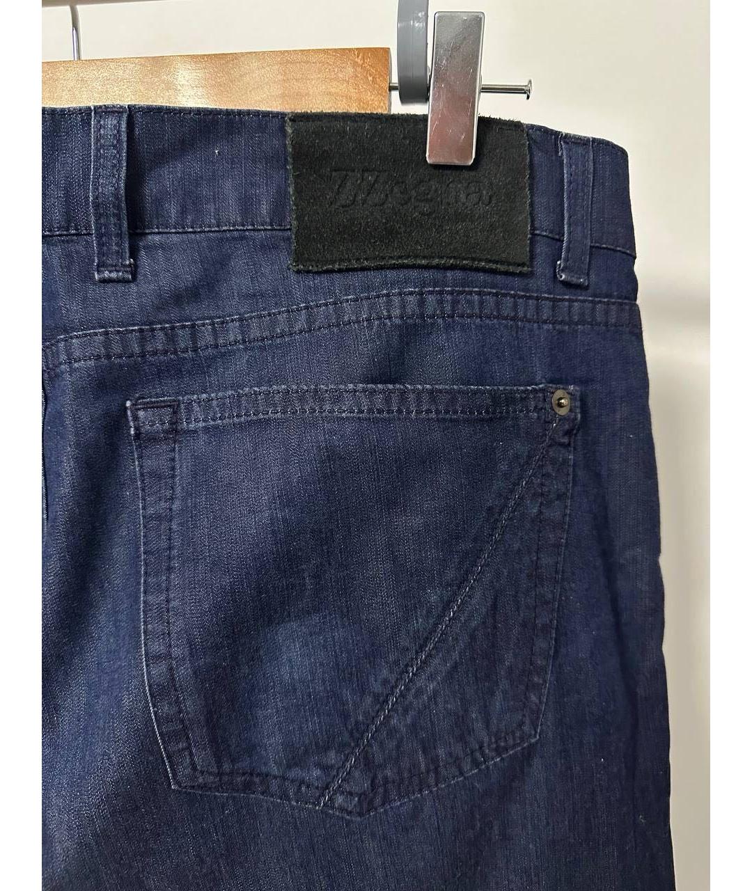 ZZEGNA Темно-синие хлопко-эластановые прямые джинсы, фото 4