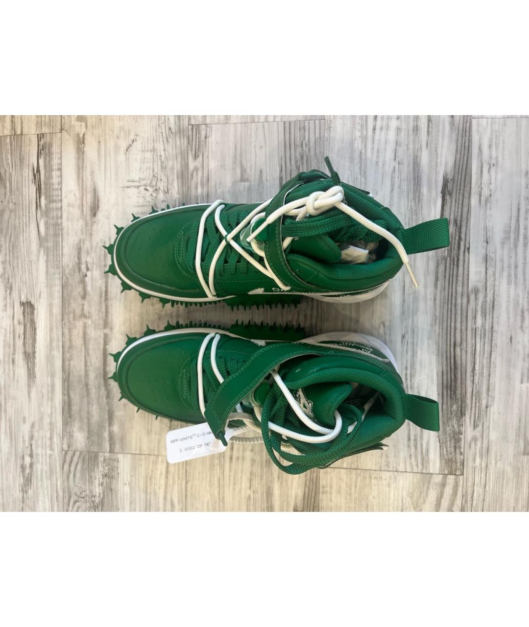 NIKE X OFF-WHITE Зеленые кожаные высокие кроссовки / кеды, фото 3