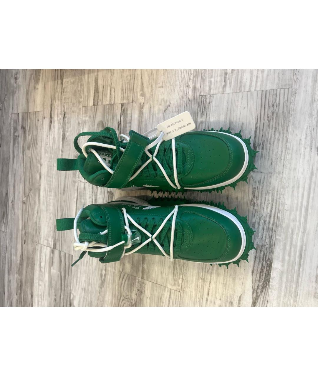 NIKE X OFF-WHITE Зеленые кожаные высокие кроссовки / кеды, фото 2