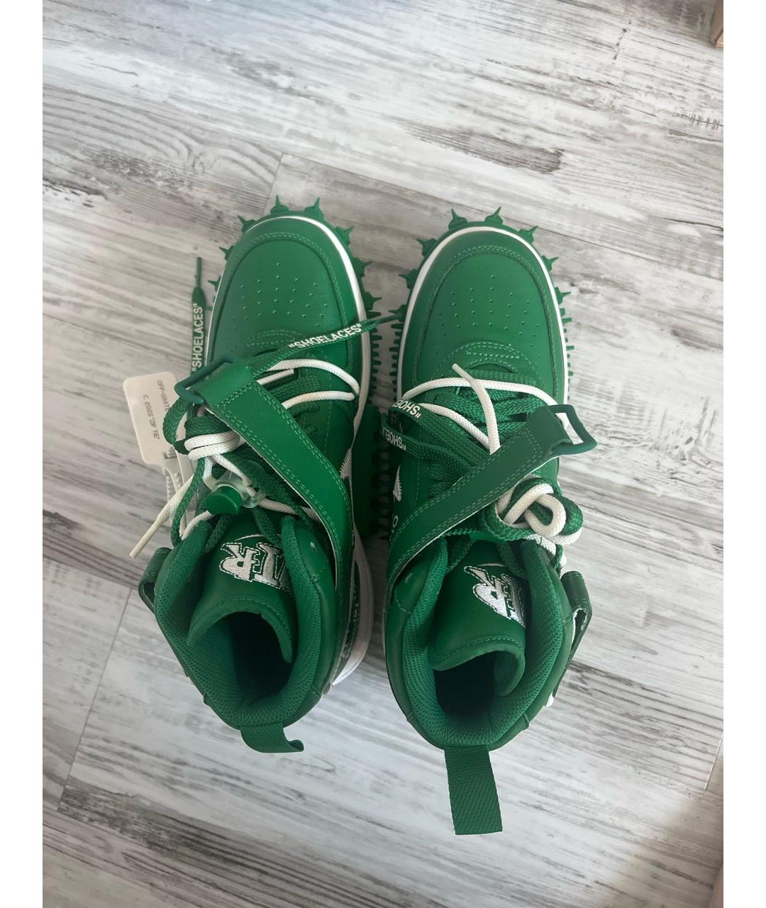 NIKE X OFF-WHITE Зеленые кожаные высокие кроссовки / кеды, фото 3