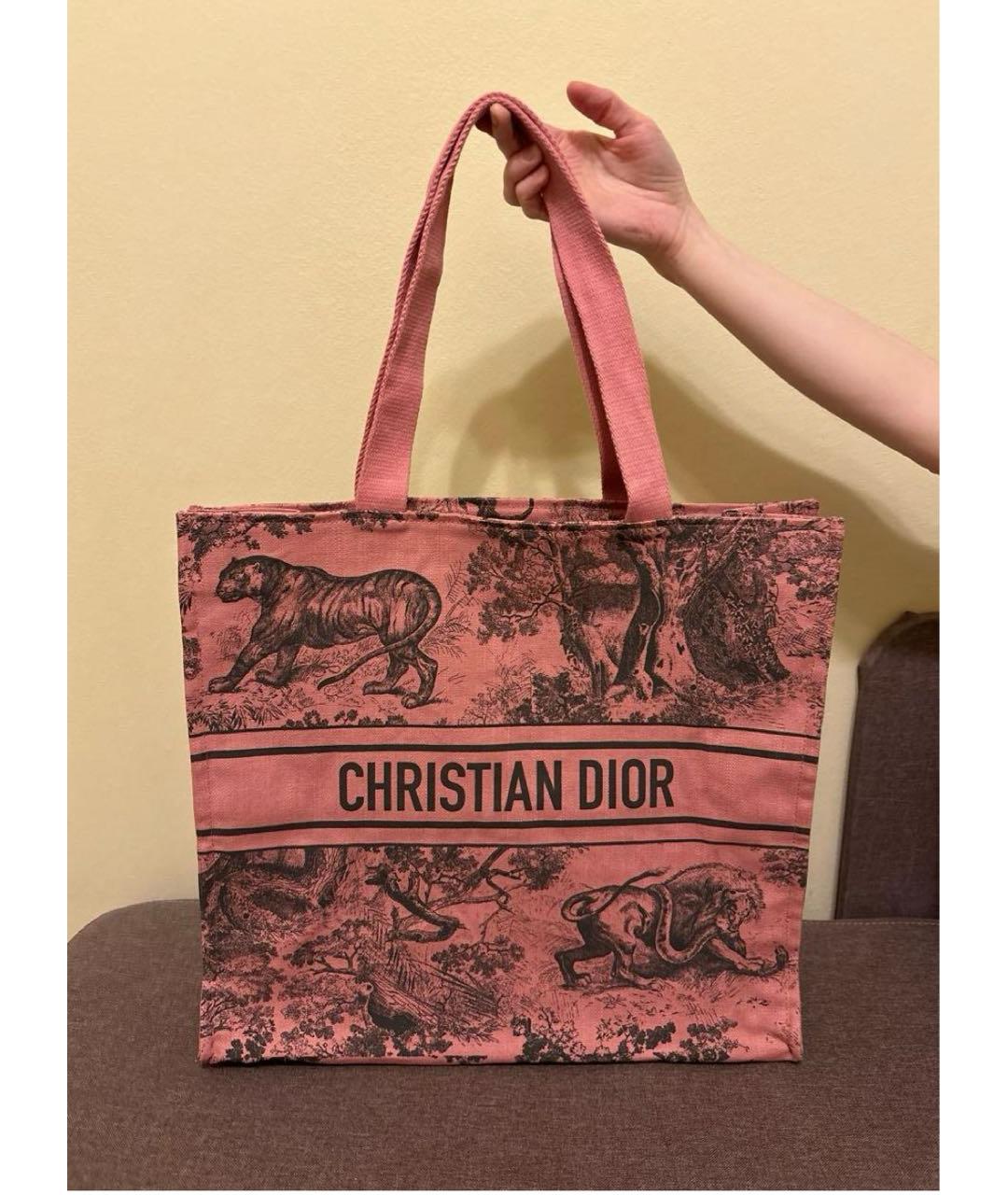 CHRISTIAN DIOR PRE-OWNED Розовая тканевая сумка тоут, фото 6