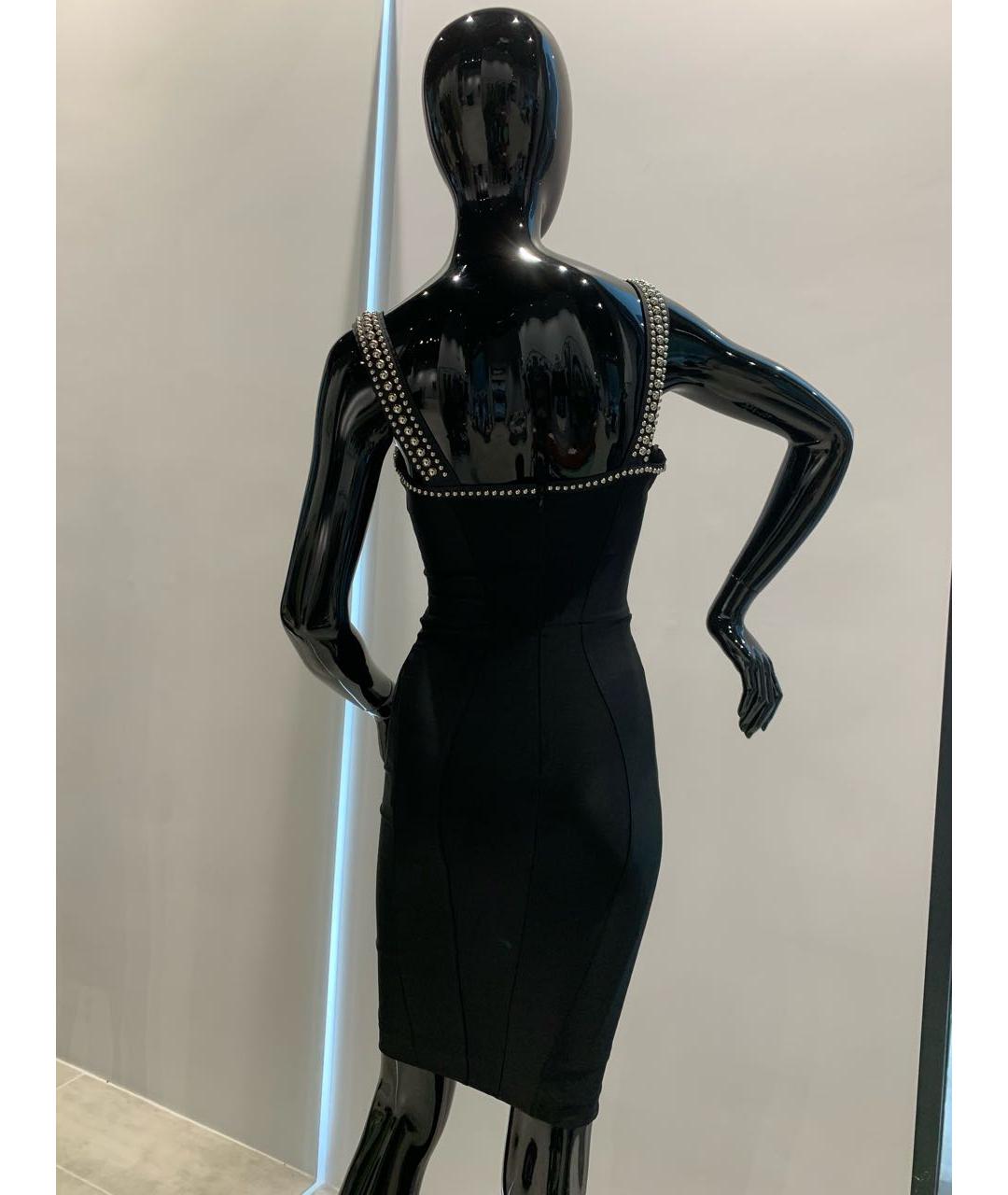 PHILIPP PLEIN Черное полиэстеровое коктейльное платье, фото 2