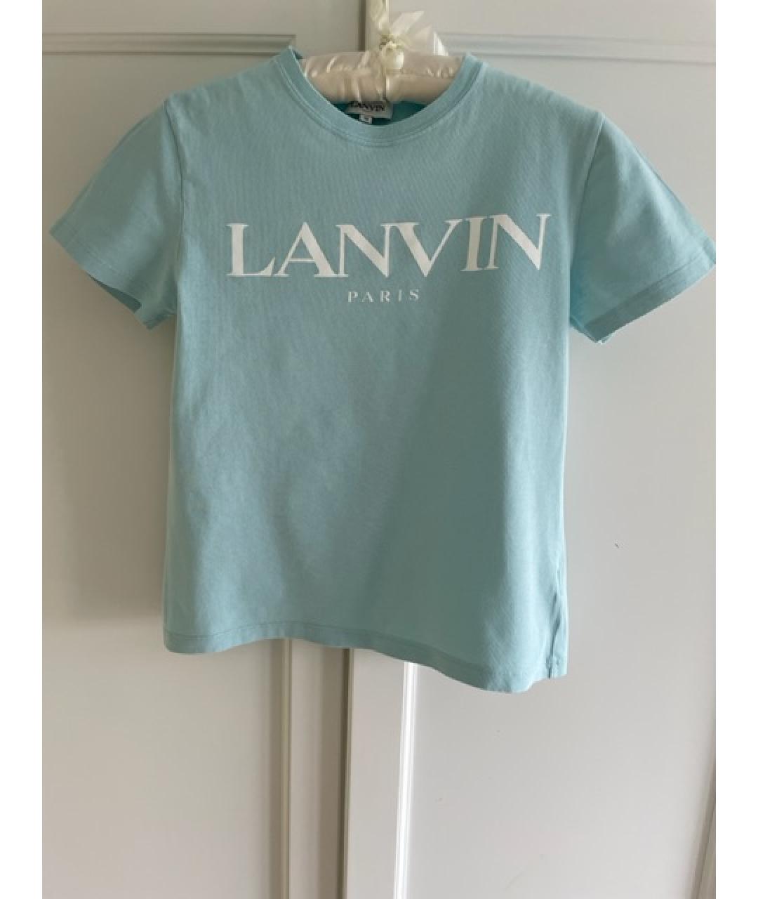 LANVIN Голубая хлопковая детская футболка, фото 4