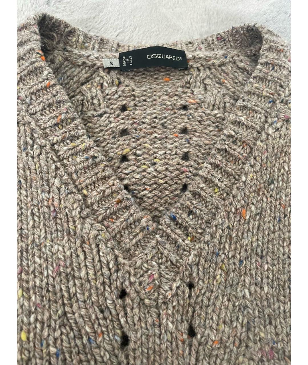 DSQUARED2 Бежевый шерстяной джемпер / свитер, фото 3