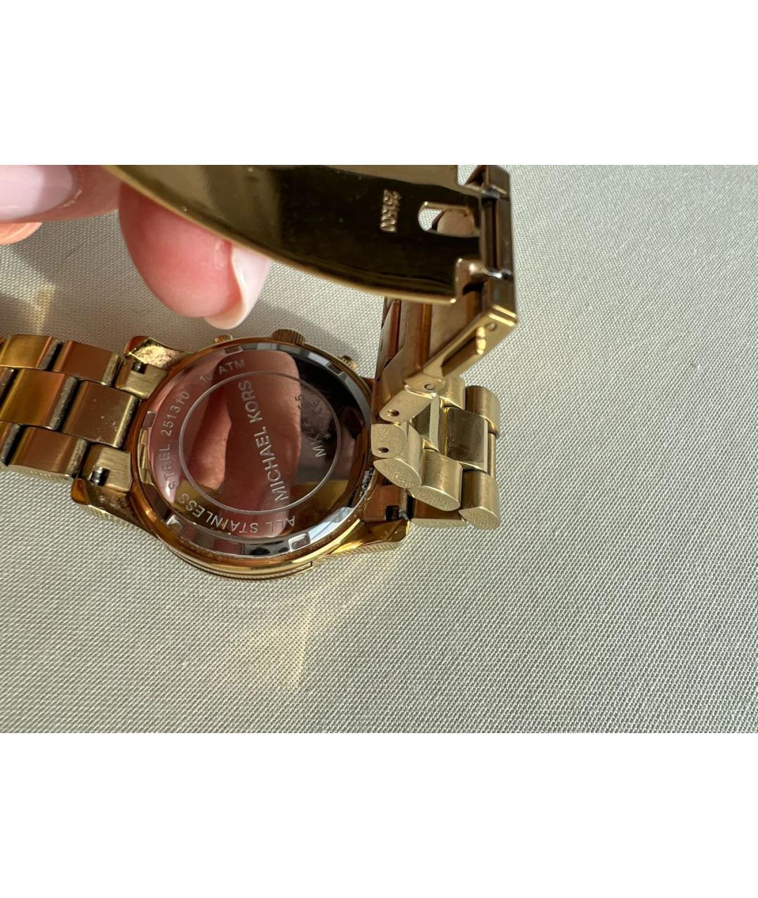 MICHAEL KORS Золотые металлические часы, фото 6