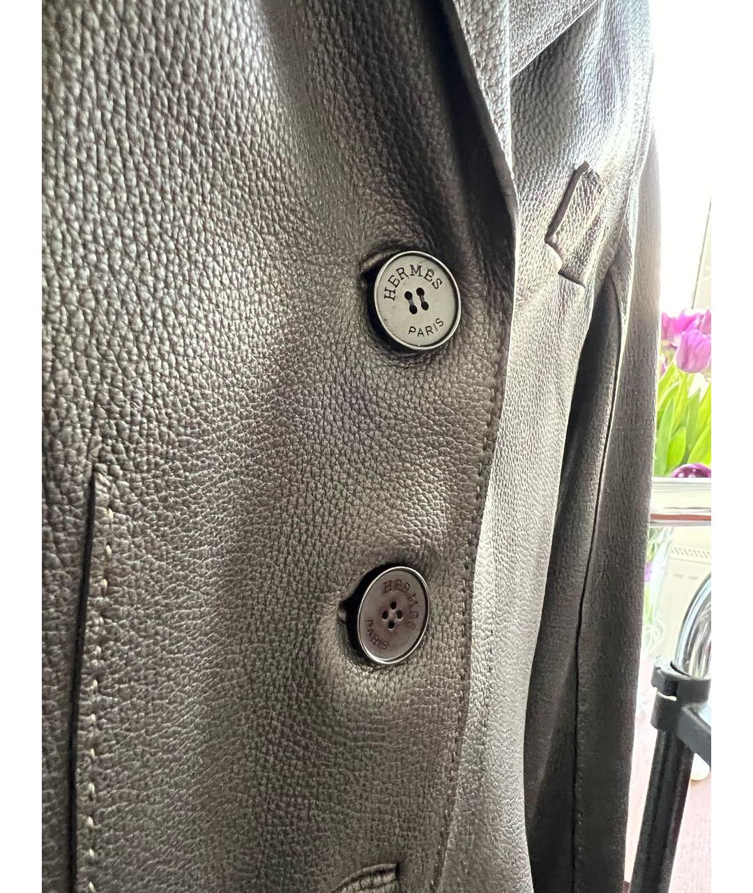 HERMES PRE-OWNED Коричневый кожаный жакет/пиджак, фото 4