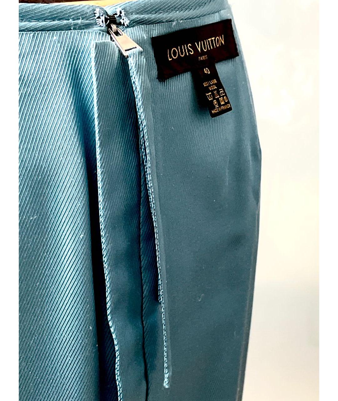 LOUIS VUITTON Бирюзовая шерстяная юбка миди, фото 8