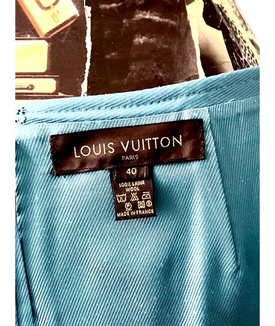 LOUIS VUITTON Бирюзовая шерстяная юбка миди, фото 3