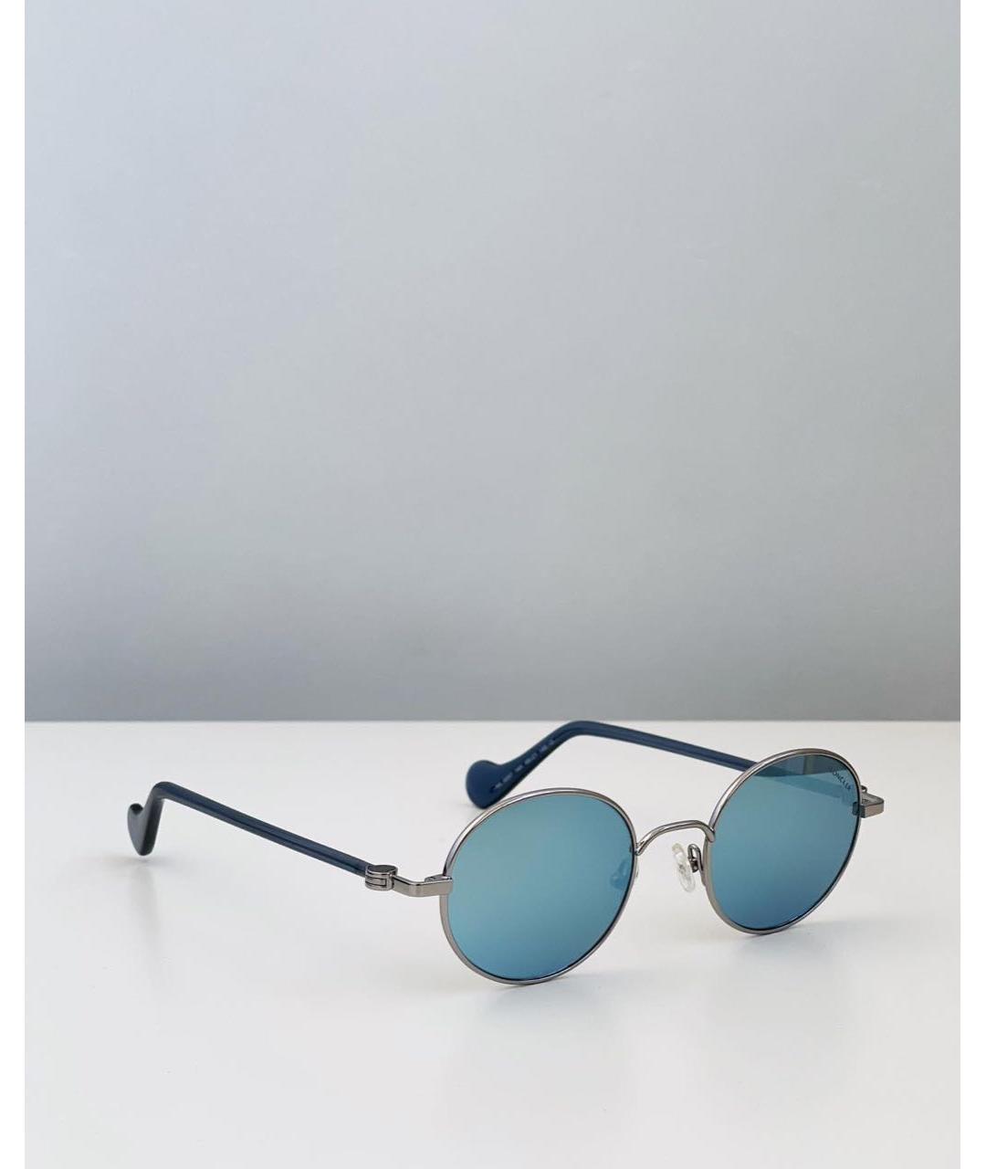 MONCLER Голубые пластиковые солнцезащитные очки, фото 8