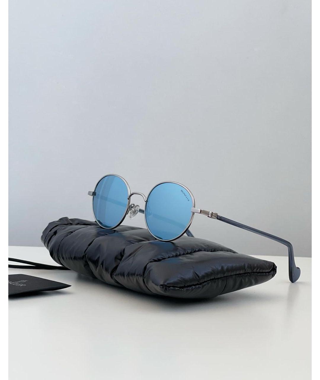 MONCLER Голубые пластиковые солнцезащитные очки, фото 2