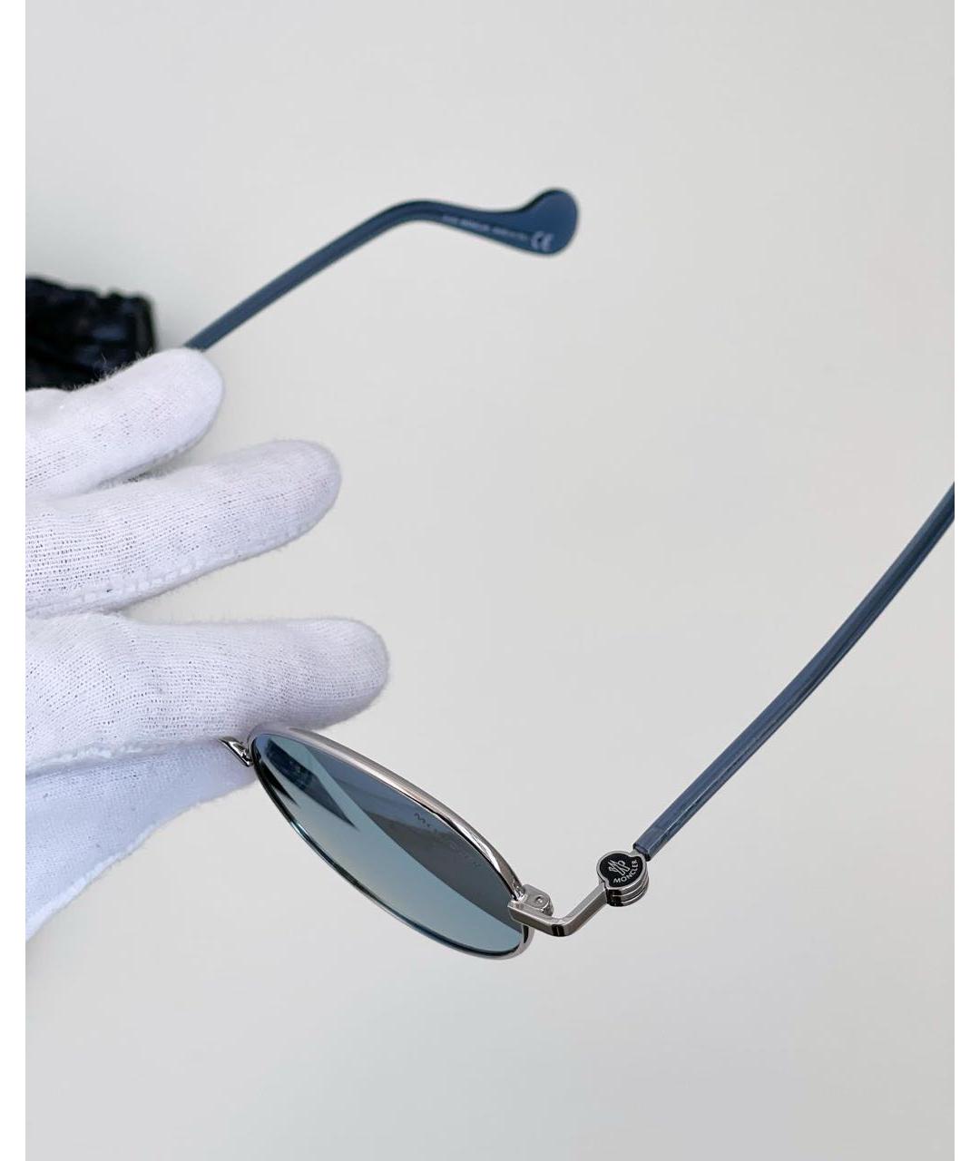 MONCLER Голубые пластиковые солнцезащитные очки, фото 4