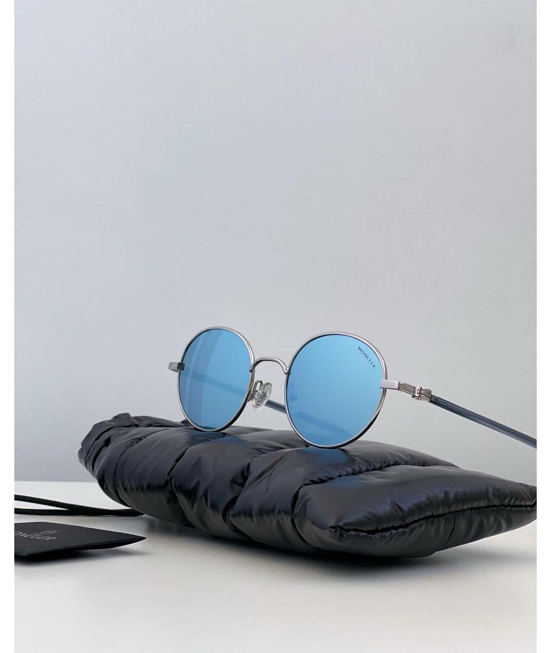 MONCLER Голубые пластиковые солнцезащитные очки, фото 3