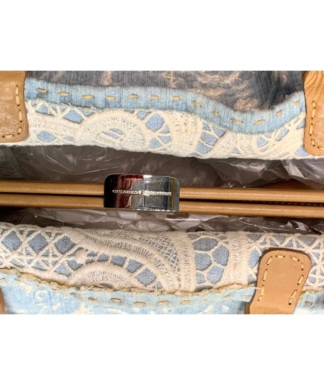 ERMANNO SCERVINO Голубая тканевая сумка с короткими ручками, фото 6