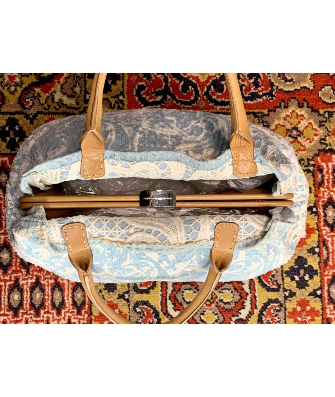 ERMANNO SCERVINO Голубая тканевая сумка с короткими ручками, фото 4