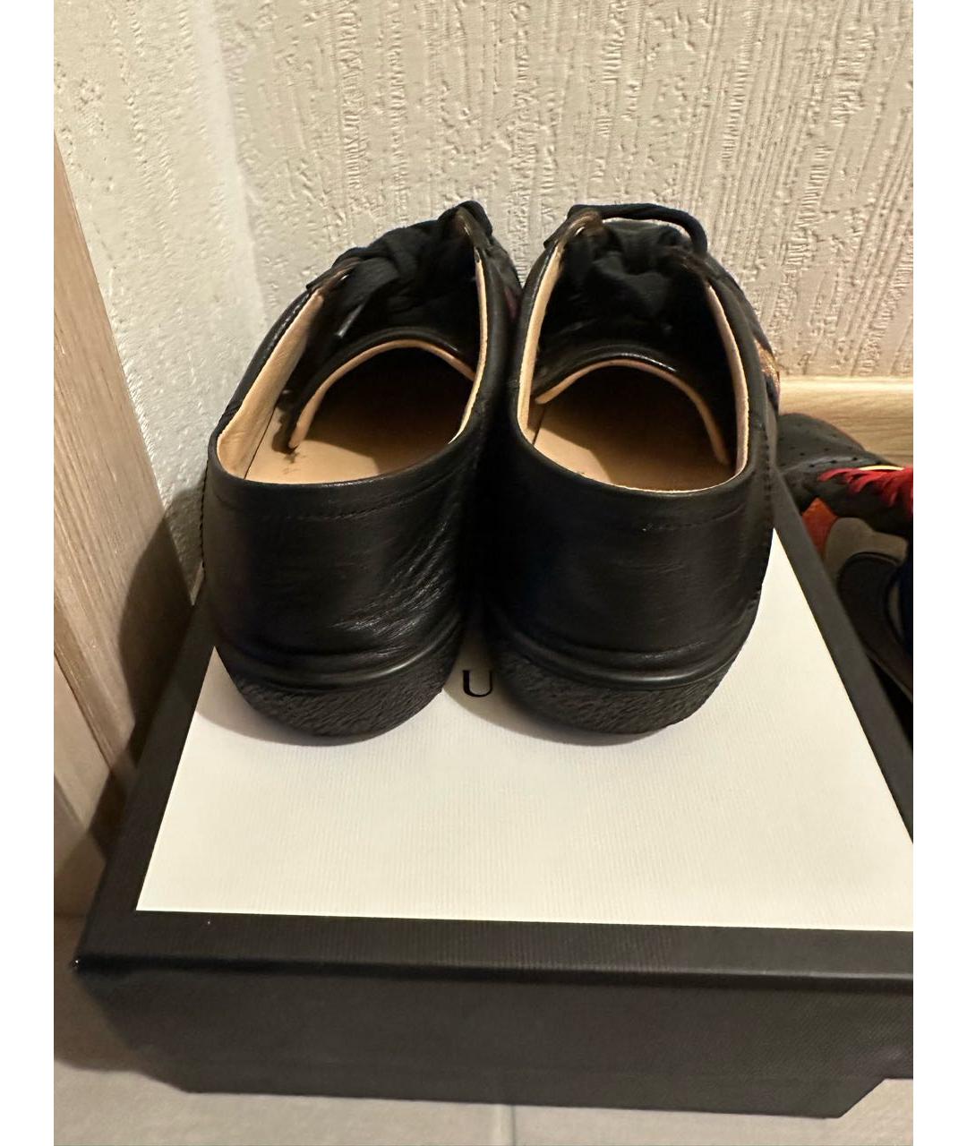 GUCCI Черные кожаные кеды, фото 5