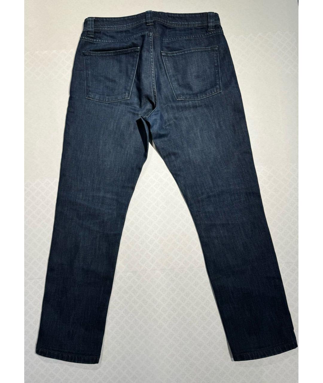 LORO PIANA Синие хлопко-эластановые прямые джинсы, фото 2