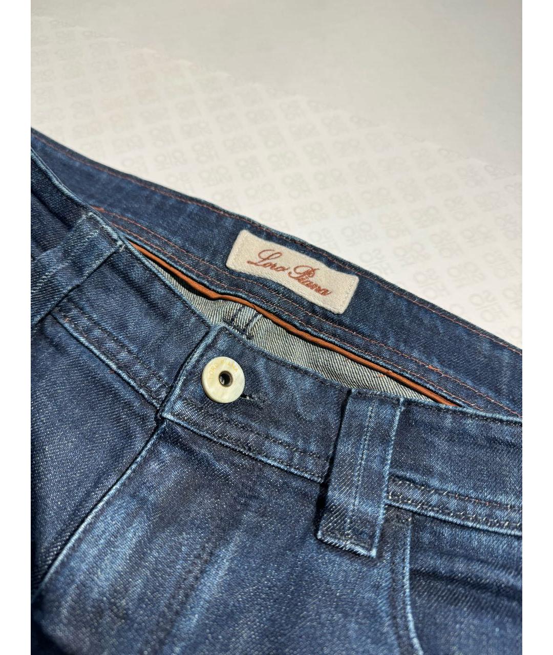 LORO PIANA Синие хлопко-эластановые прямые джинсы, фото 3