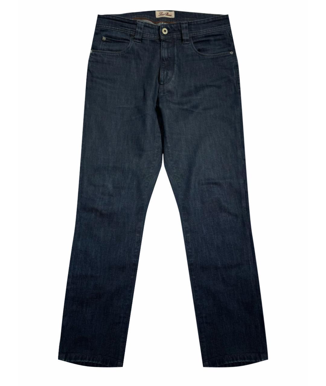 LORO PIANA Синие хлопко-эластановые прямые джинсы, фото 1