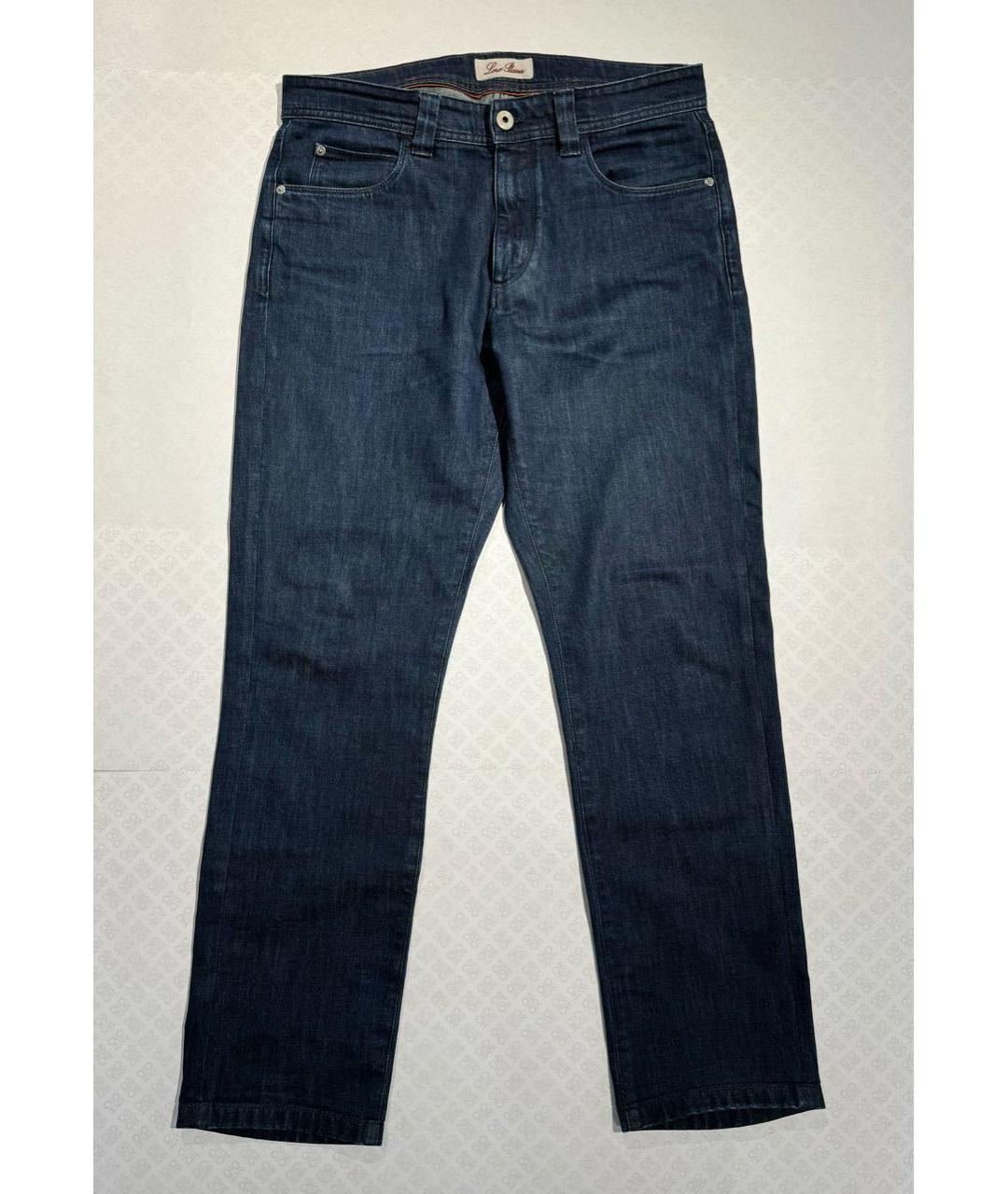 LORO PIANA Синие хлопко-эластановые прямые джинсы, фото 5
