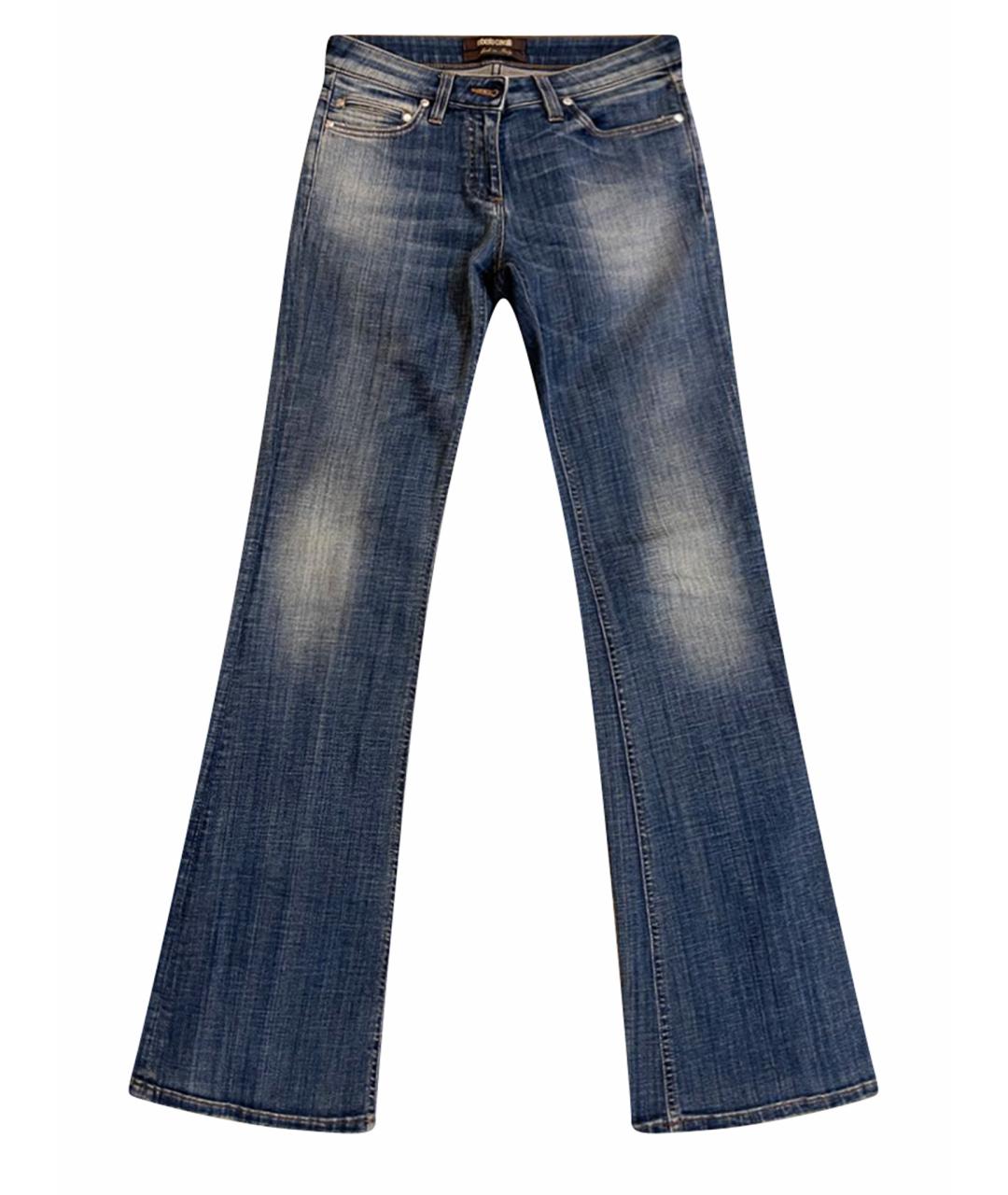 ROBERTO CAVALLI Синие хлопко-эластановые джинсы клеш, фото 1