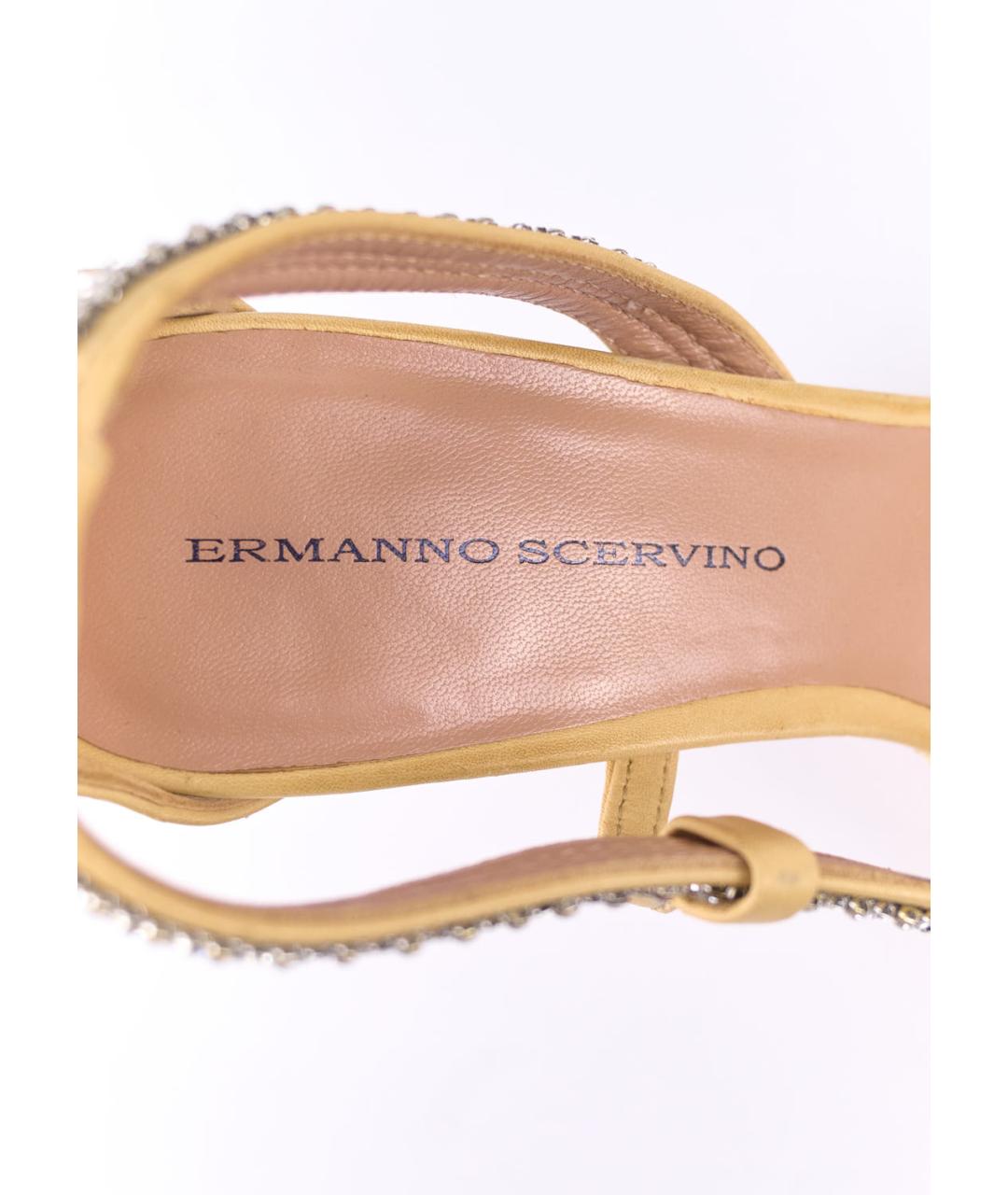 ERMANNO SCERVINO Желтые кожаные босоножки, фото 5