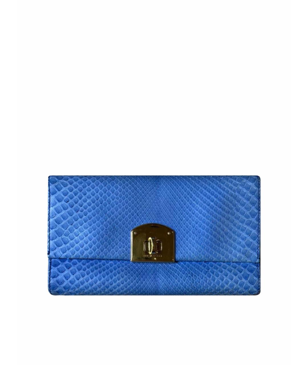 SERGIO ROSSI Синий кожаный кошелек, фото 1