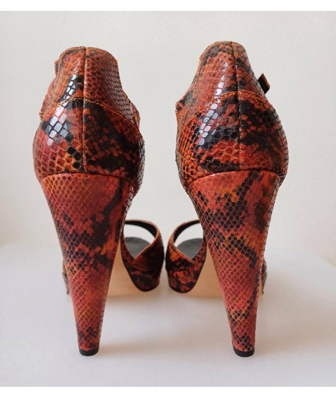 POLLINI Оранжевое кожаные босоножки, фото 4