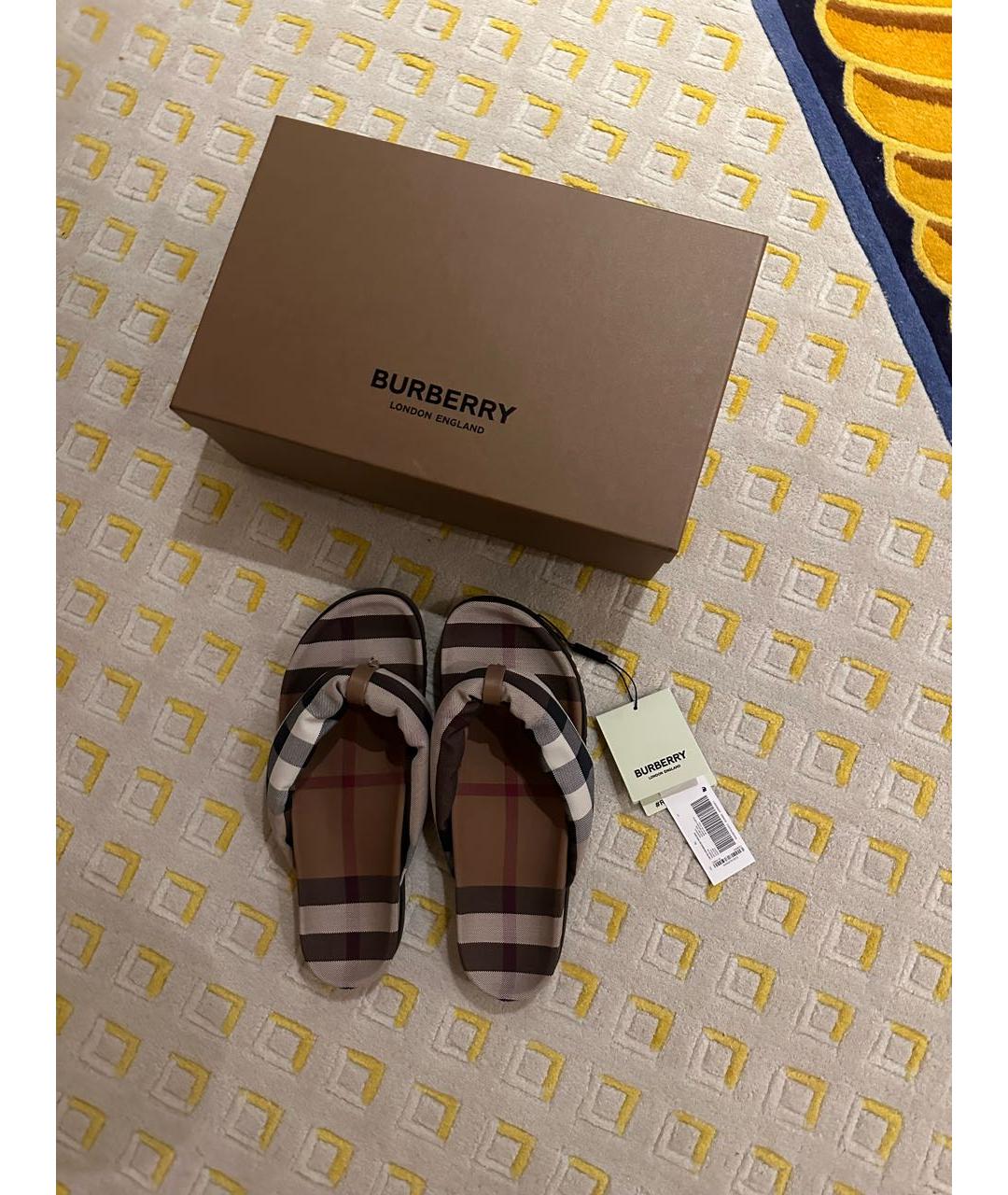 BURBERRY Коричневые текстильные сандалии, фото 4