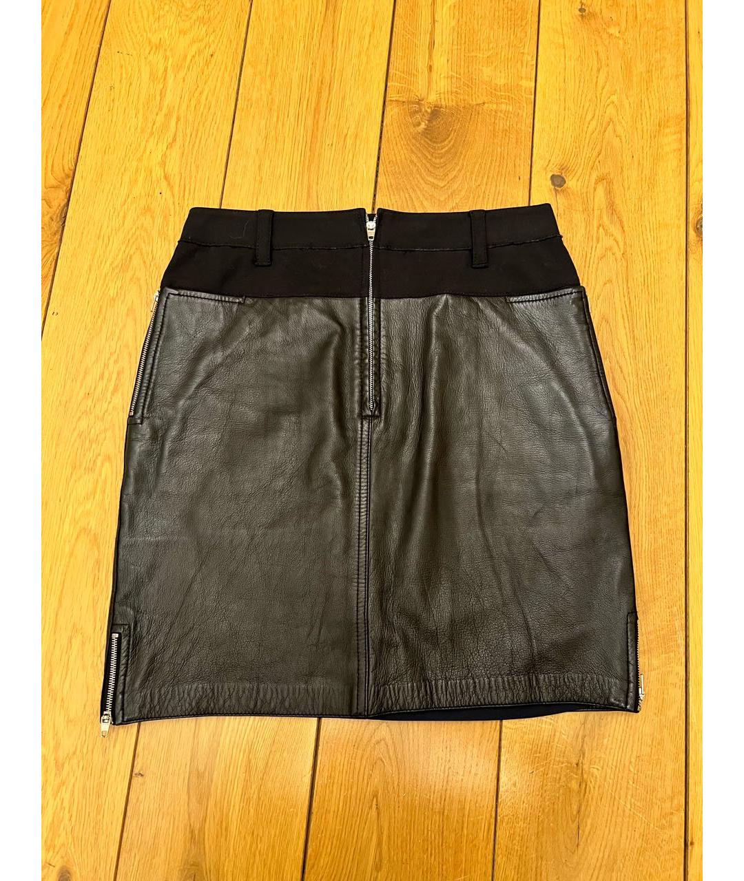 3.1 PHILLIP LIM Черная кожаная юбка мини, фото 2