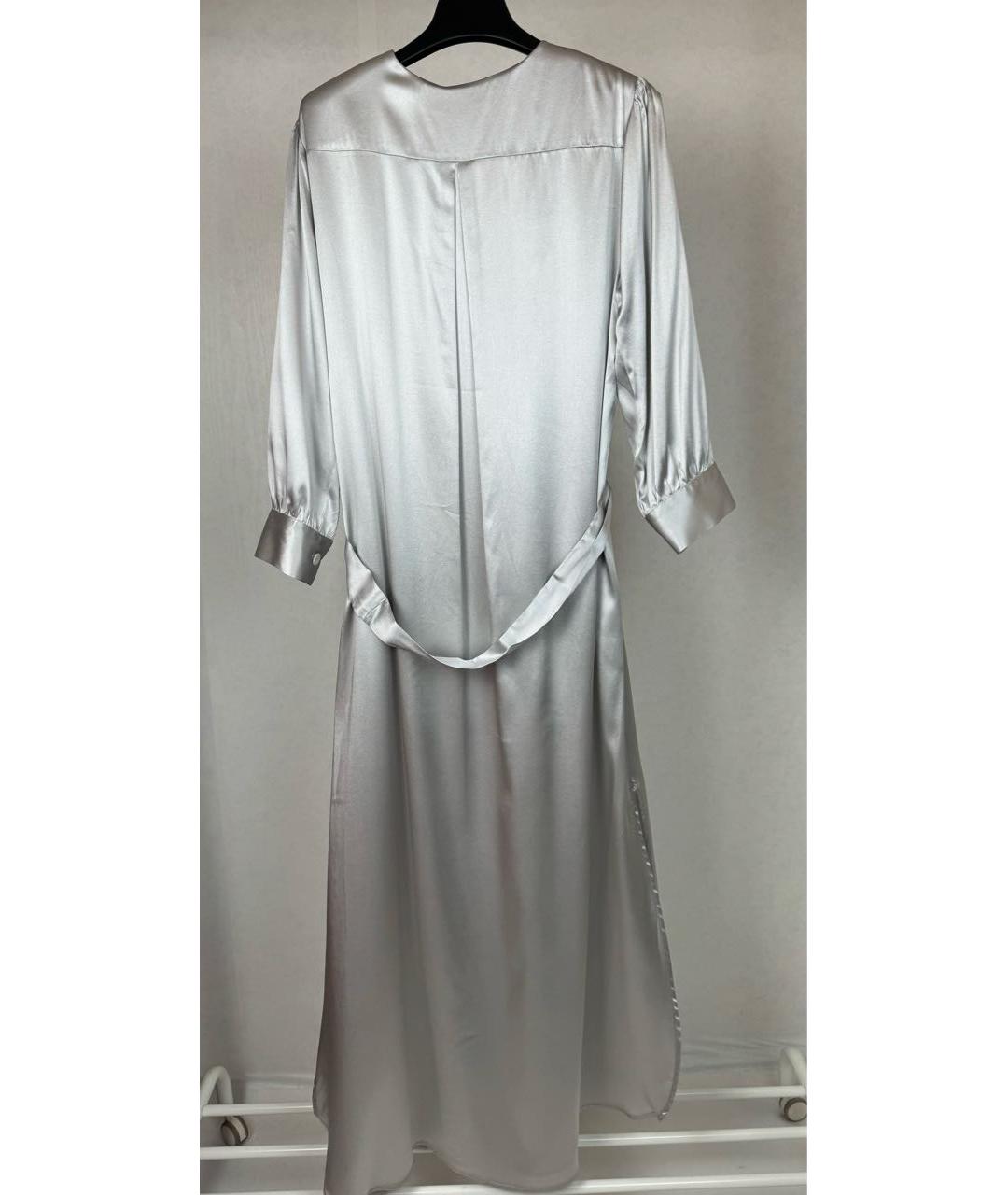 SEMICOUTURE Серебряное шелковое вечернее платье, фото 2