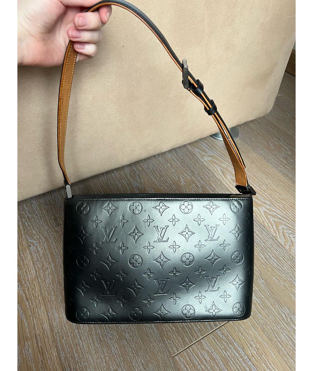 LOUIS VUITTON PRE-OWNED Темно-синяя кожаная сумка с короткими ручками, фото 3