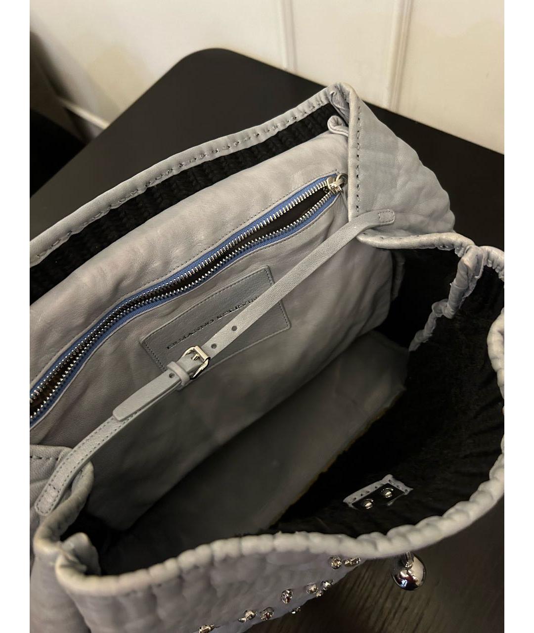 ERMANNO SCERVINO Голубая кожаная сумка с короткими ручками, фото 4
