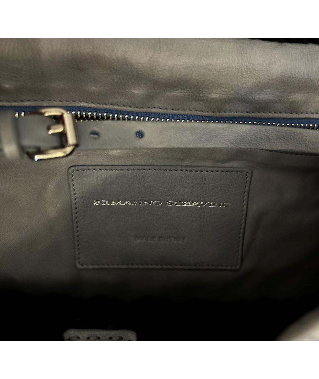 ERMANNO SCERVINO Голубая кожаная сумка с короткими ручками, фото 5