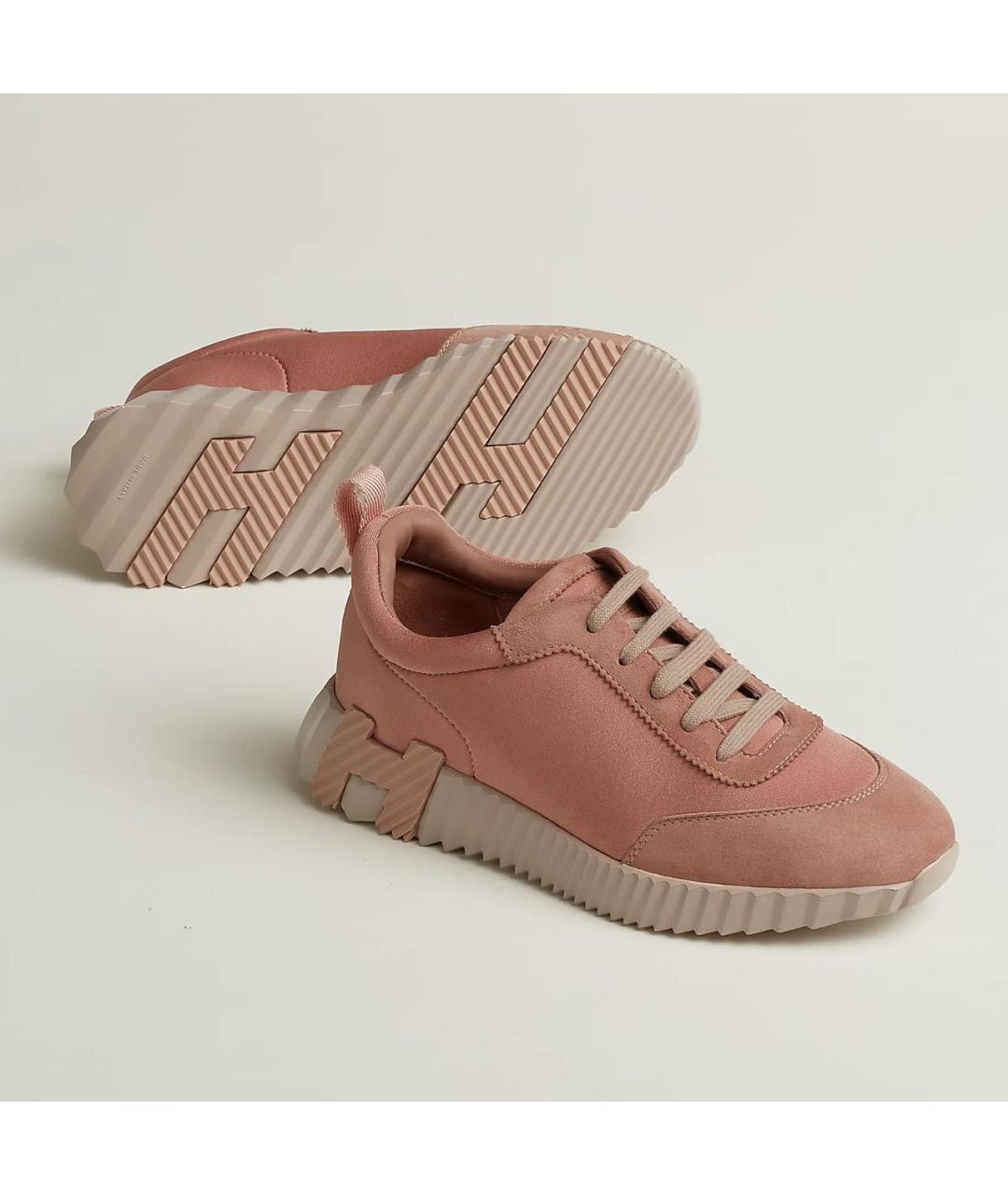 HERMES Розовые текстильные кроссовки, фото 5