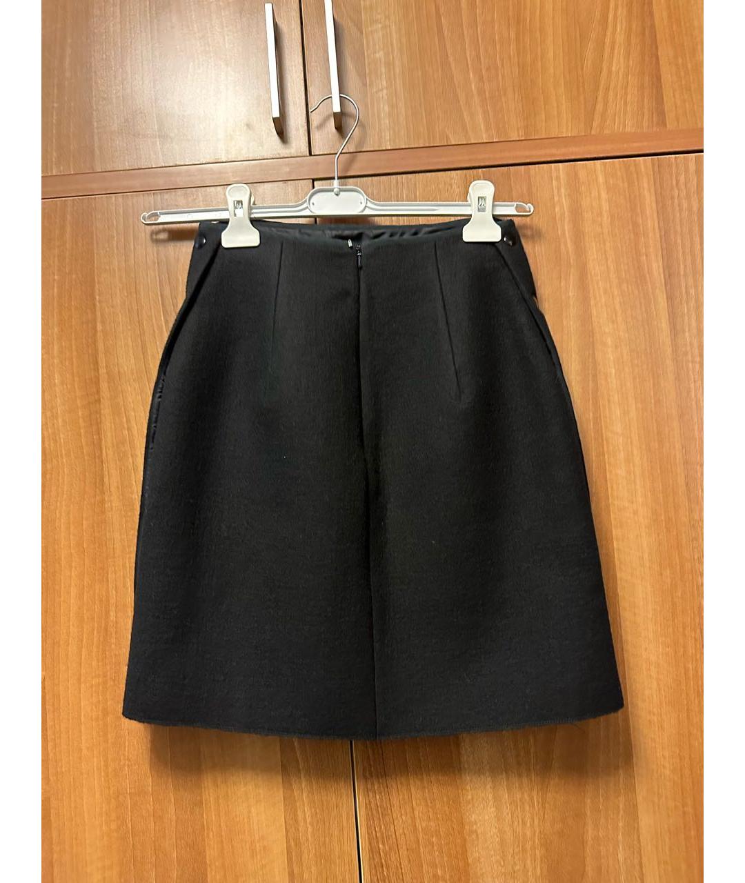 SPORTMAX Черная шерстяная юбка мини, фото 2