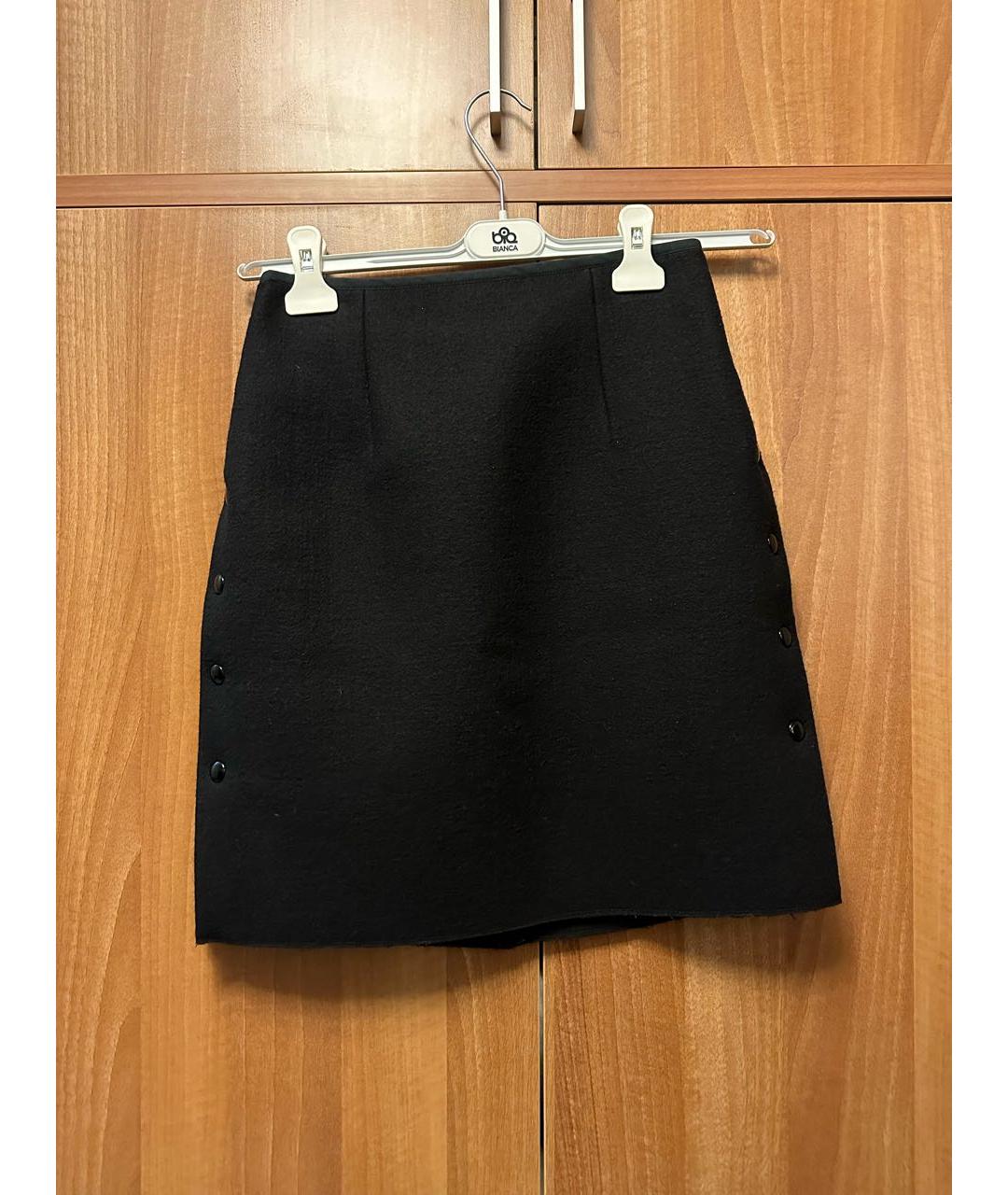 SPORTMAX Черная шерстяная юбка мини, фото 8