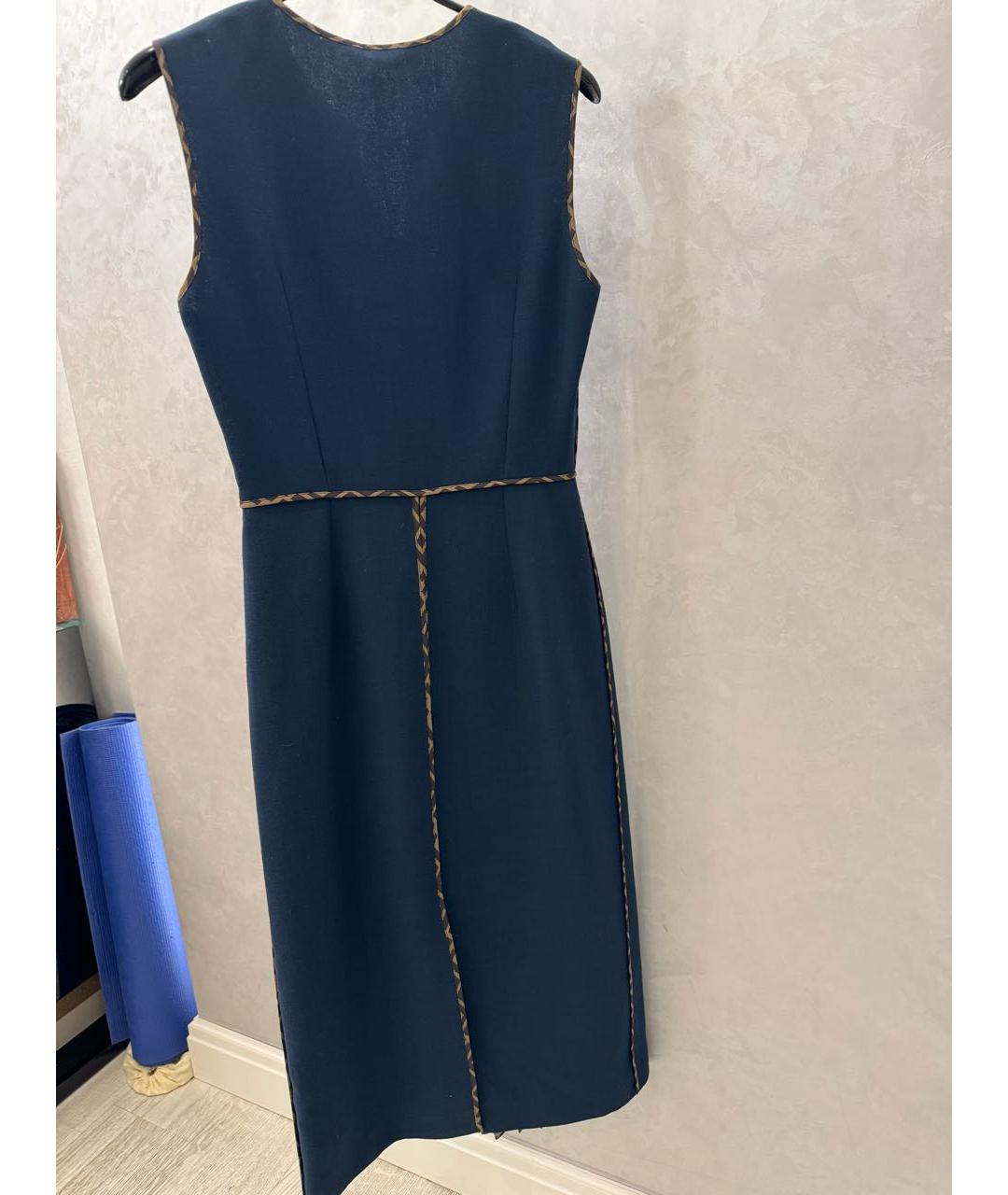 FENDI Темно-синее шерстяное коктейльное платье, фото 3