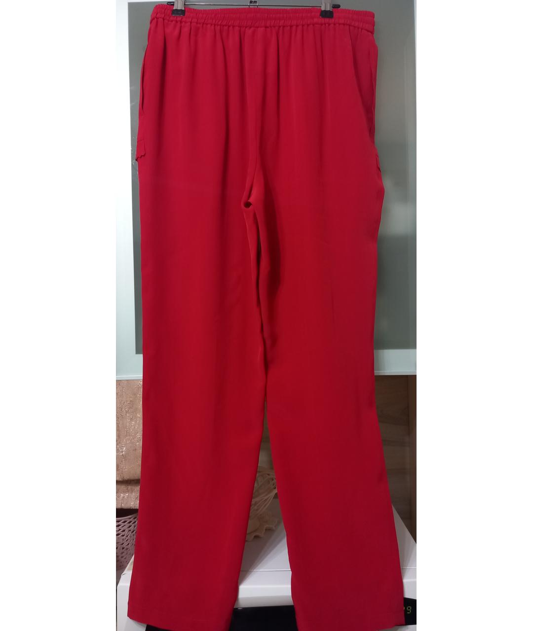 RED VALENTINO Красные шелковые прямые брюки, фото 2