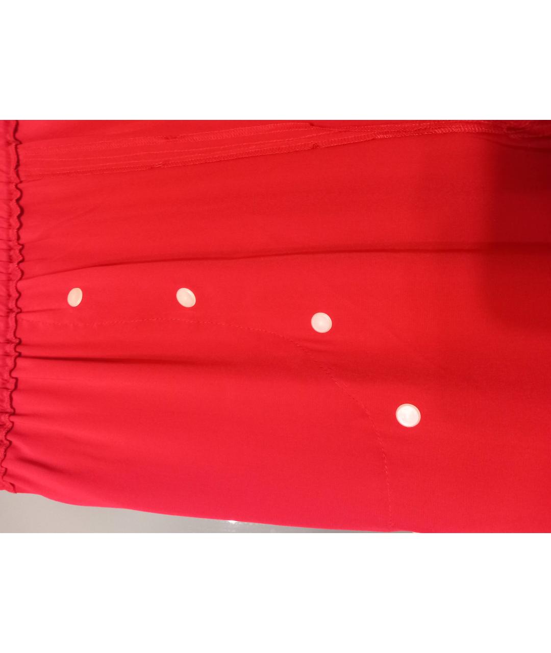 RED VALENTINO Красные шелковые прямые брюки, фото 4