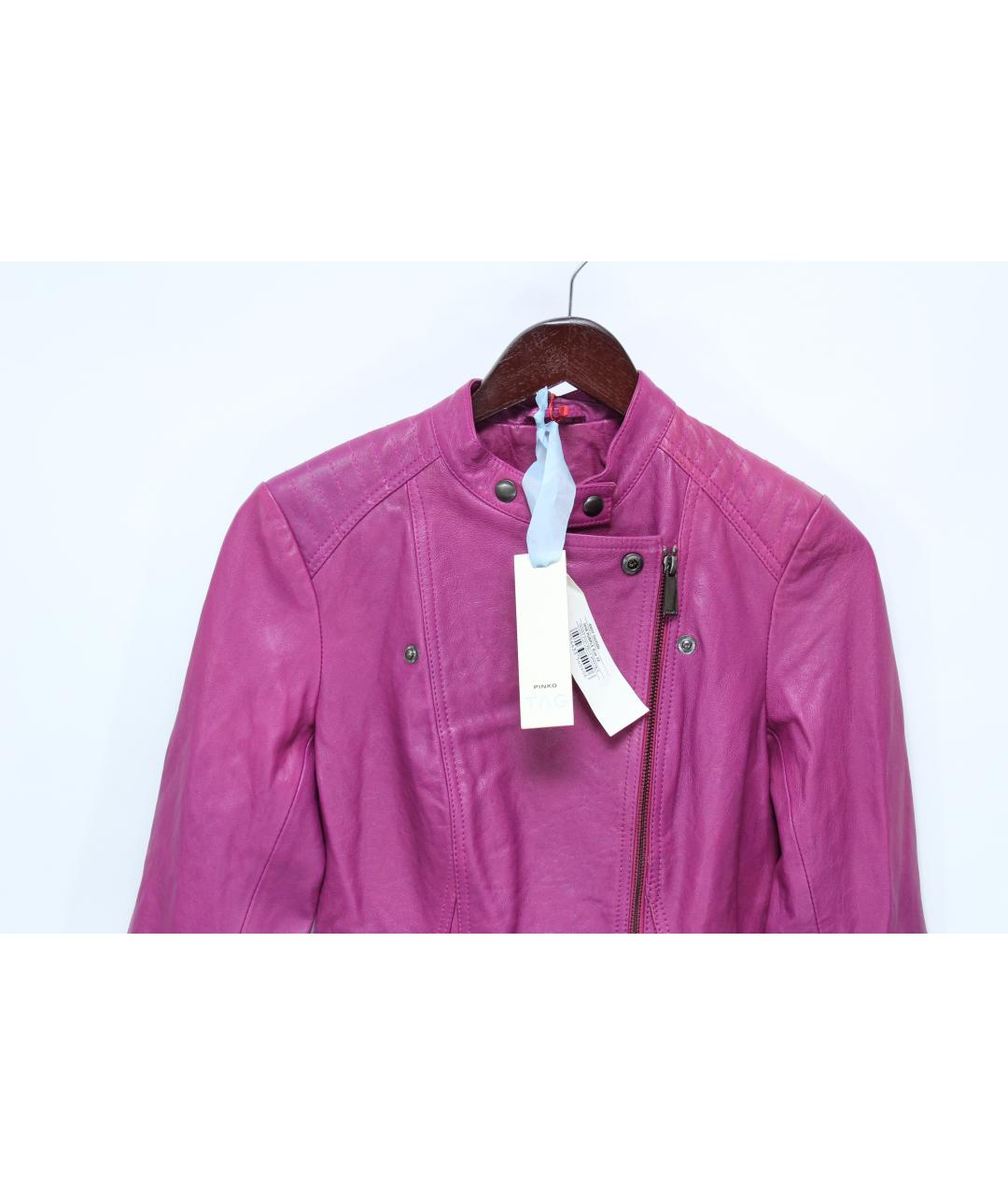 PINKO Фиолетовая кожаная куртка, фото 2