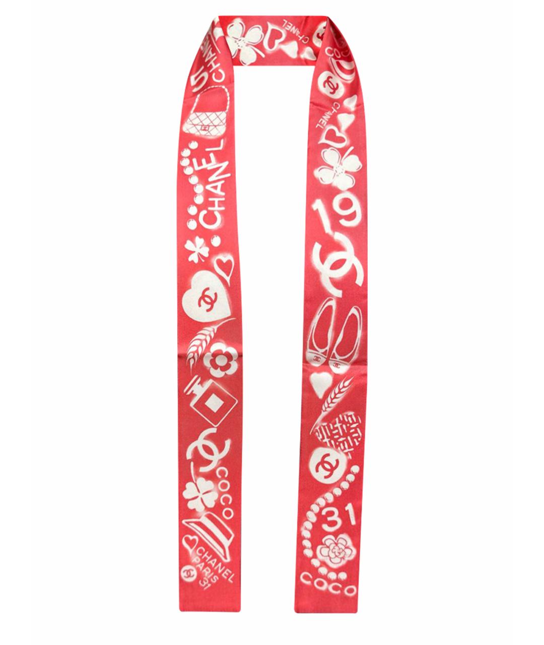 CHANEL Красный шелковый шарф, фото 1