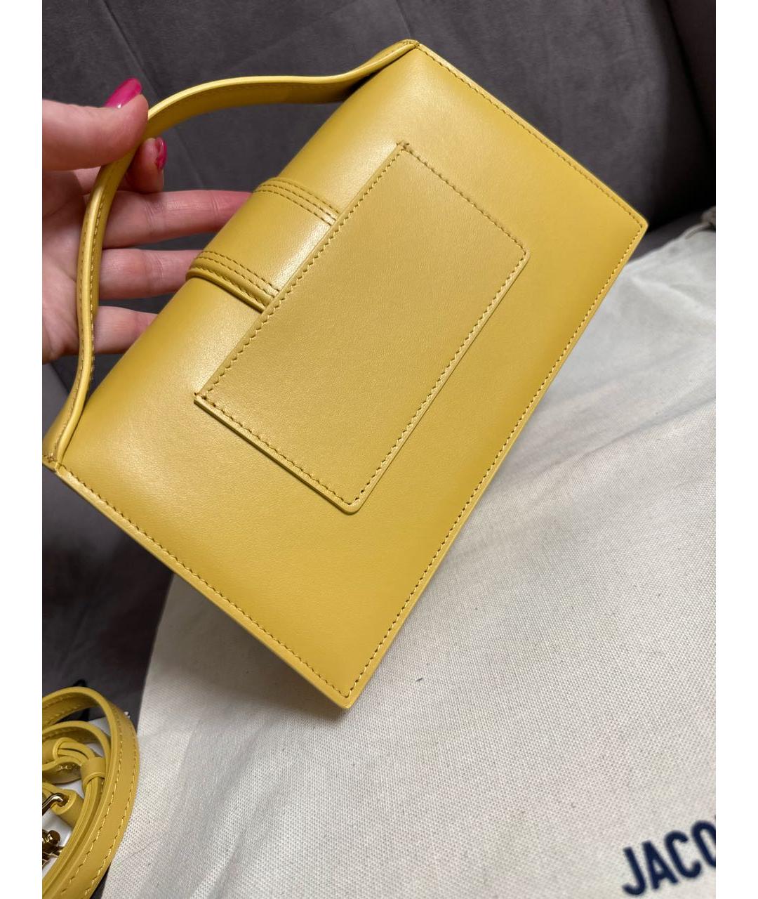 JACQUEMUS Желтая кожаная сумка через плечо, фото 4