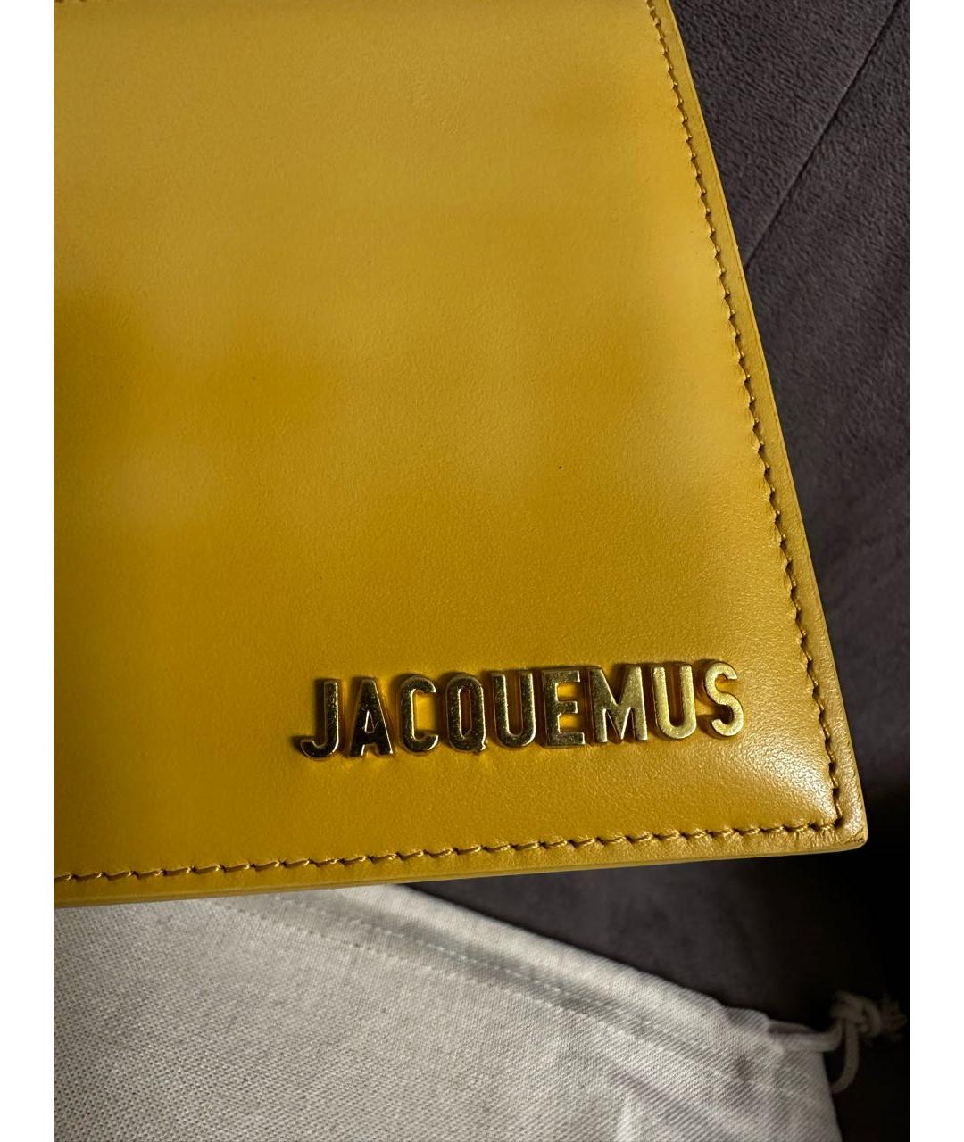 JACQUEMUS Желтая кожаная сумка через плечо, фото 7