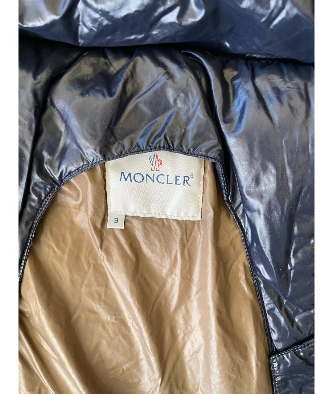 MONCLER Темно-синяя полиэстеровая куртка, фото 5