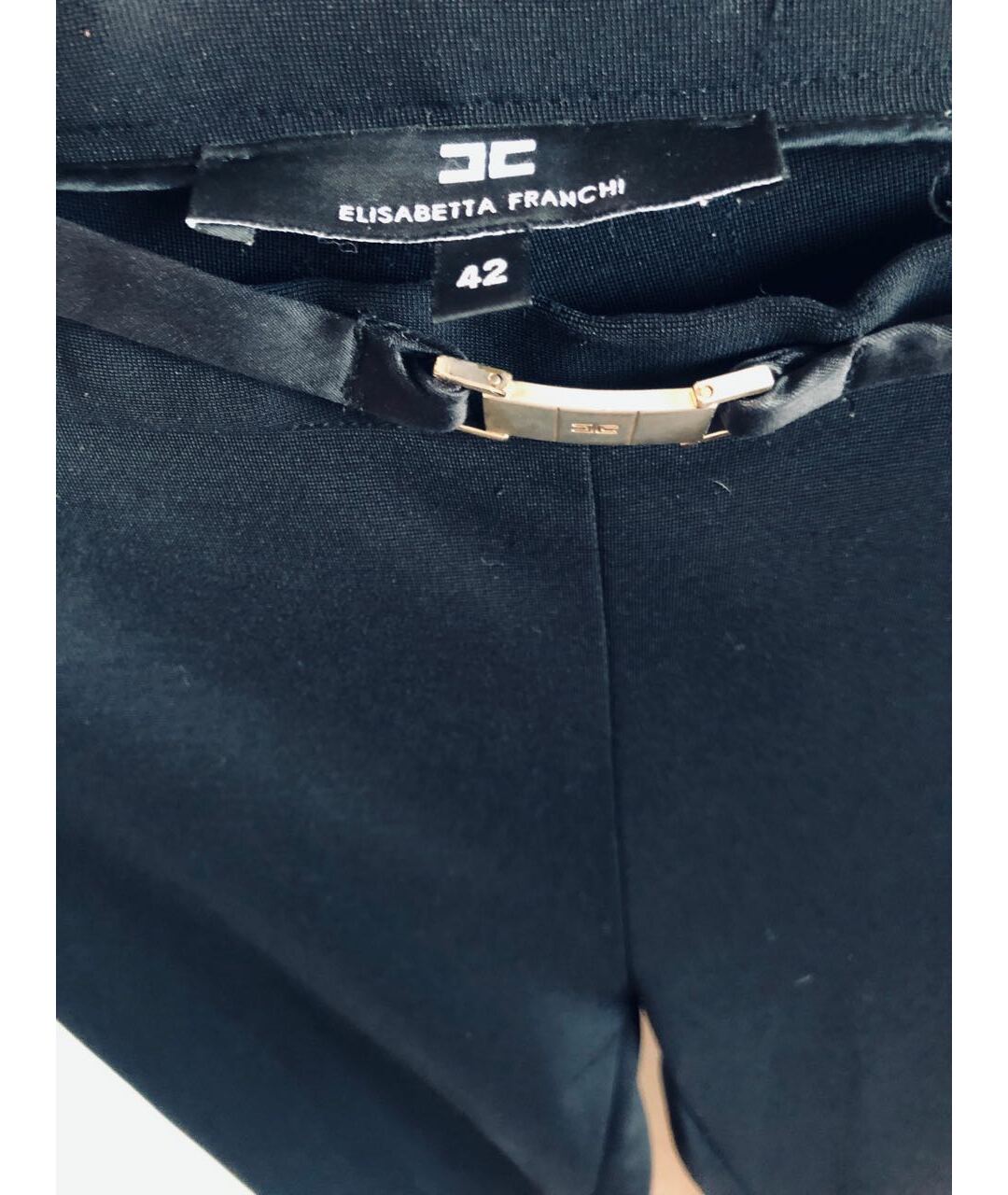 ELISABETTA FRANCHI Черные вискозные брюки узкие, фото 3