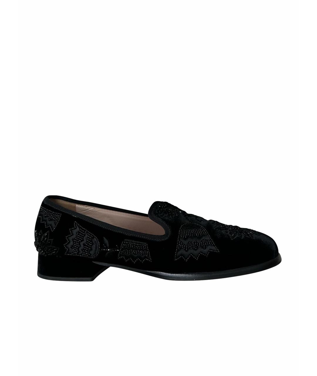 MIU MIU Черные бархатные лоферы, фото 1